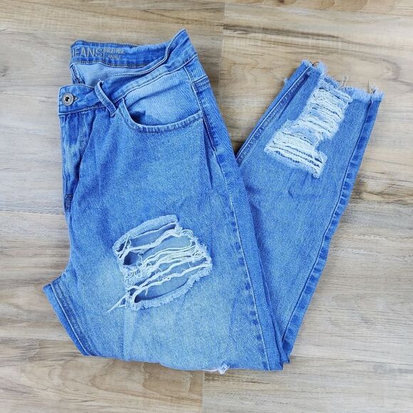 💇♀️Gogo Jeans Light Blue High Rise Destroyed Ankle Jeans Size 18 - Picture 1 of 11
